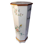 Asian White Lacquer Painted Pedestal with Drawers