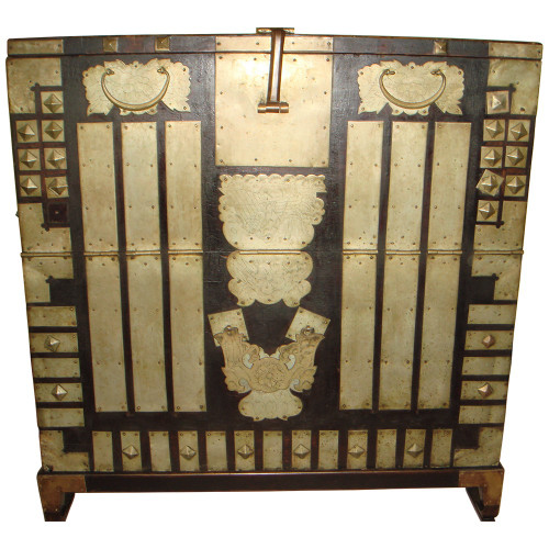 Korean Dowry Chest ,Restored 35" High Antique , Solid Elmwood with