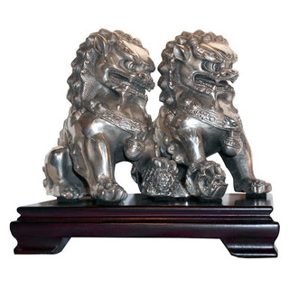 Silver Chinese Foo Dogs
