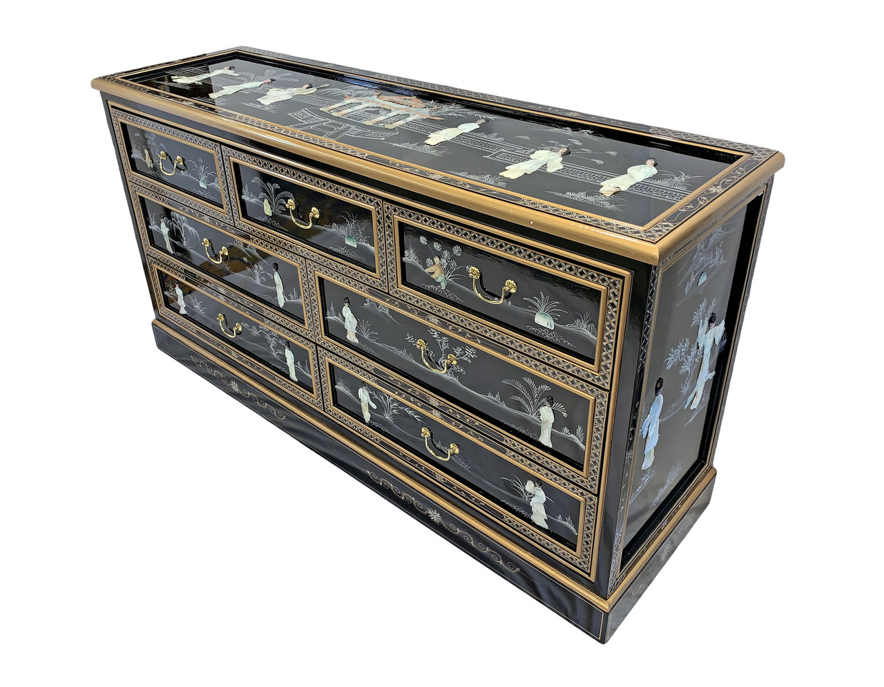 black glass top dresser 39-55' Black Glass-Top Walk-In Closet Island Dresser & Chest Jewelry Storage 31.5IN / 55IN main image 1