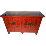 Oriental Four Door Red Lacquer Buffet