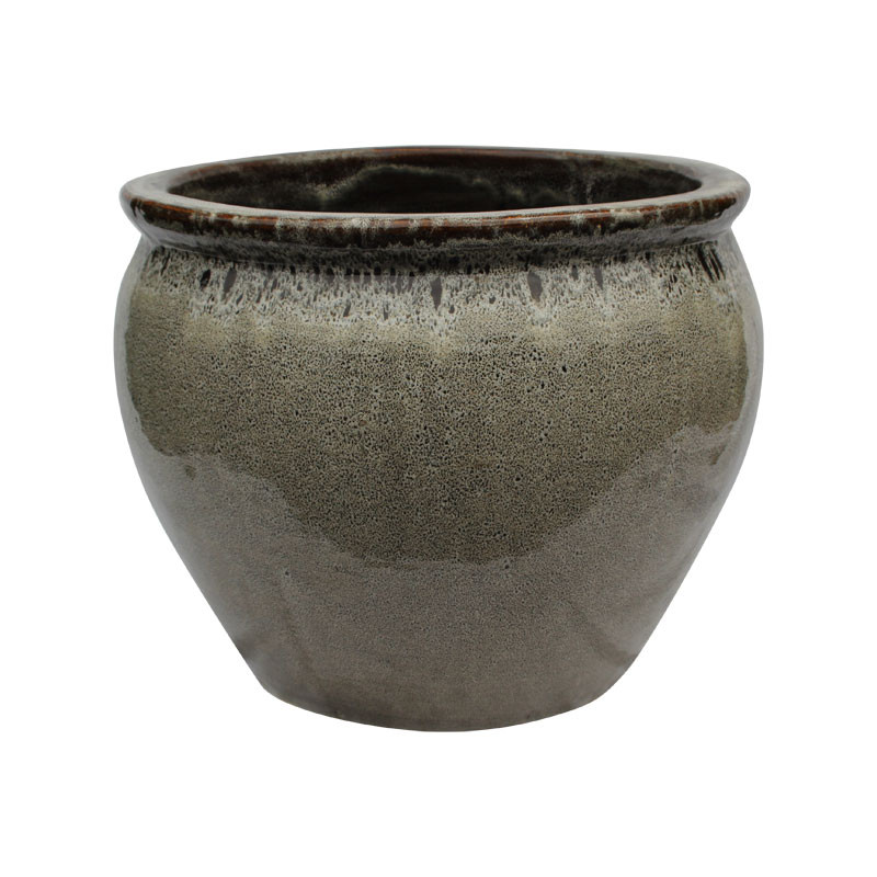 Chinese Fishbowl Planter Ceramic Green Or Brown Glazing In 20 Diameter Size Oriental Furnishings Furniture Decor