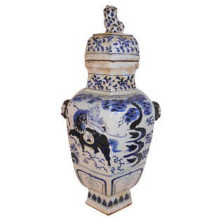 Chinese Blue and White Temple Jar