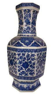 Chinese Blue and White Hexagonal Vase