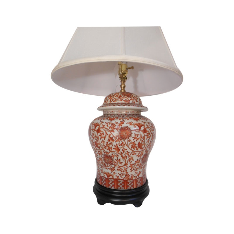 red and white porcelain lamp