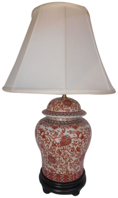 Oriental Furniture Warehouse Oriental Table Lamp in red and white