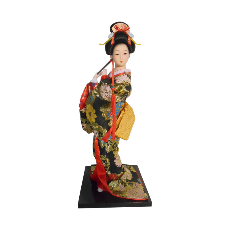 Asian Doll of Japanese Geisha 12''H with Black Kimoto - Oriental ...