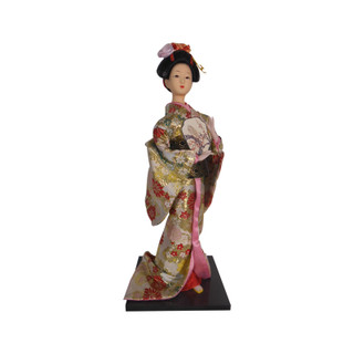 16" H Oriental Geisha Doll in Ivory Kimono Dress