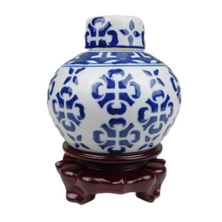 5"h. Blue and White Ginger Jar From Oriental Furnishings