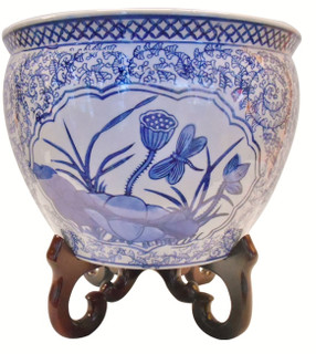 Blue and White Oriental Planter