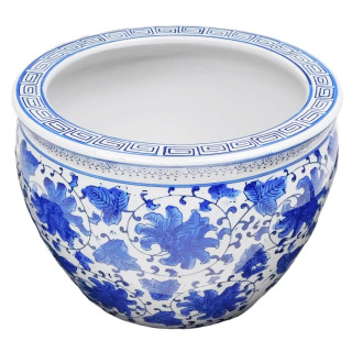 Blue and White Porcelain Jardiniere for Indoor or Outdoor Use