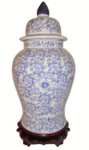 24" H Blue and White Oriental Temple Jar