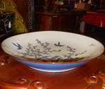 Blue and White Oriental Porcelain Plate