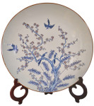 Blue and White Oriental Porcelain Plate
