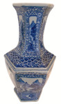 22"H Asian Blue and White landscape vase