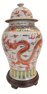 Famille Vert Dragon and Phoenix jar