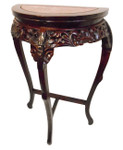 Marble Top 1/2 Moon Carved Wooden Table