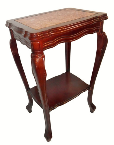 Marble top mahogany end table