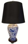 Blue and White Porcelain Table Lamp
NOTE LAMP MADE WITH 13A106
Shade-Retro Drum Hand Rolled Edge--YEE--Black Gold Lining
Size: 14"
Fabric Color Code: BK