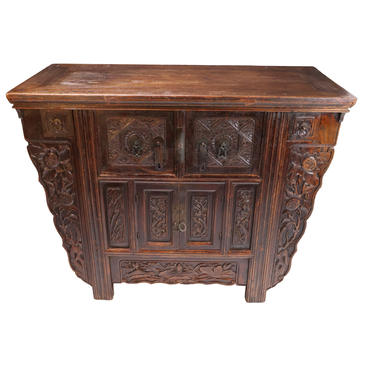 Oriental Furniture Warehouse Antique Chinese Waterlily Cabinet