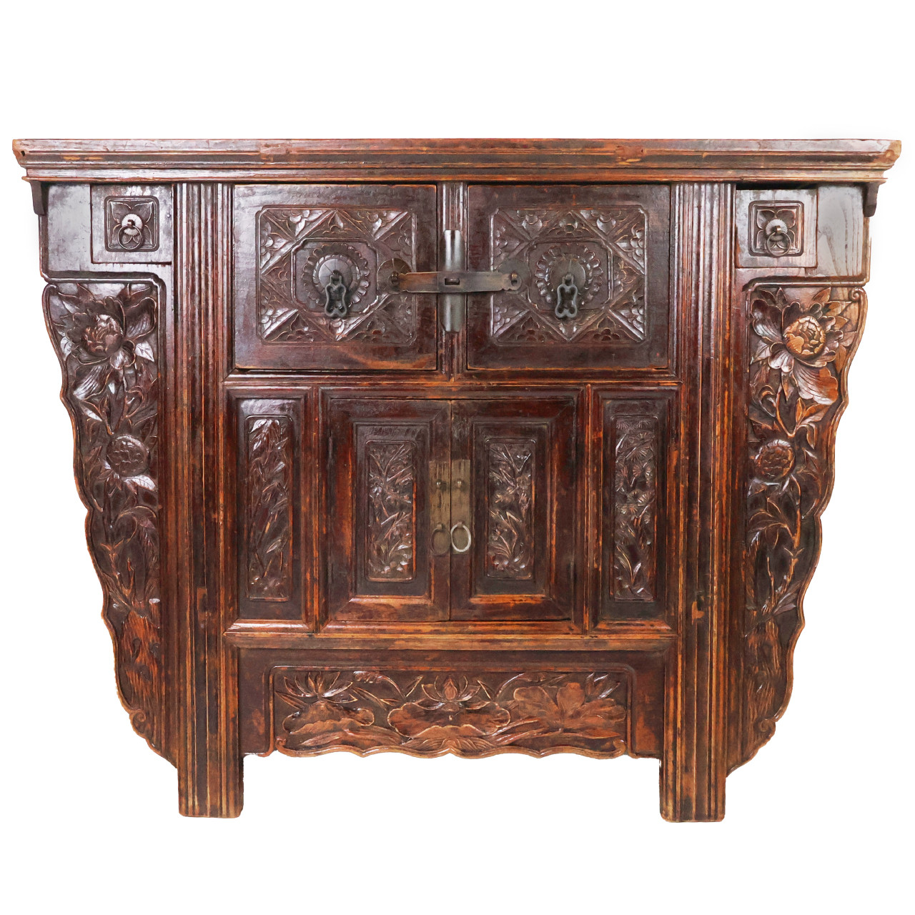 Oriental Furniture Warehouse Antique Chinese Waterlily Cabinet