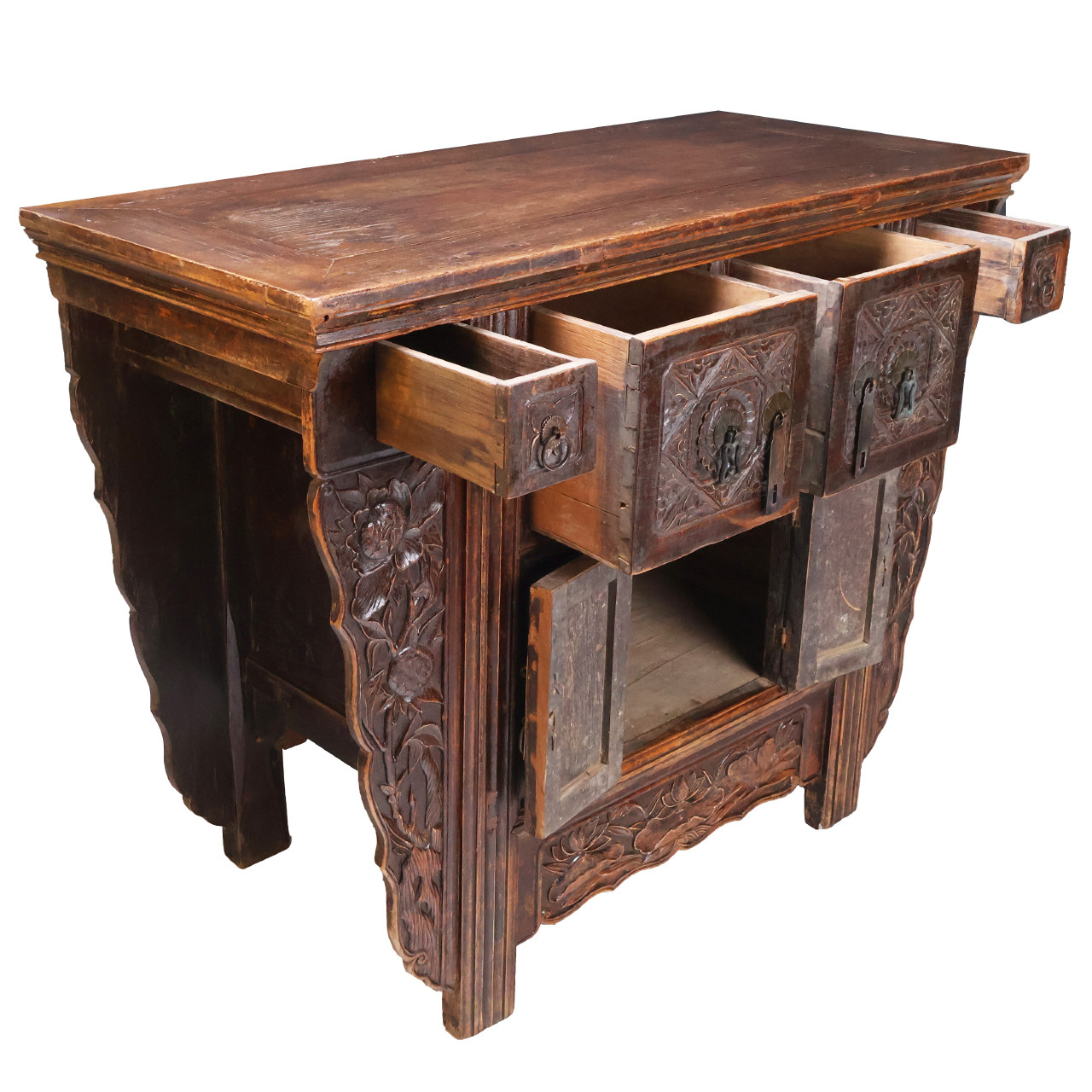 Oriental Furniture Warehouse Antique Chinese Waterlily Cabinet