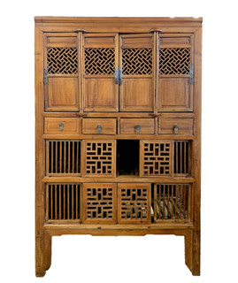 Antique Chinese Kitchen Chest With Carved Doors