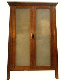 Asian Steel Top Cabinet with Glass Doors in Oriental Wood 37'' H ...