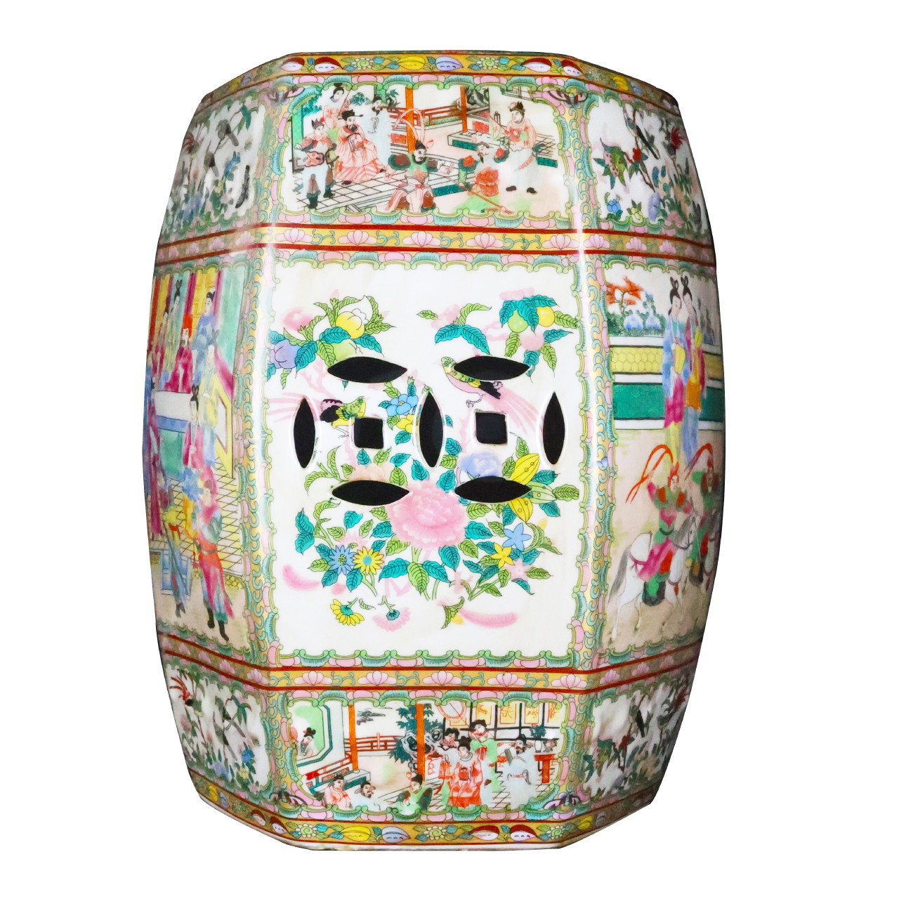 アンティーク　チャイナ　ローズメダリオン ２枚　Chinese Rose Rose Medallion Chinese Woven Tea Basket with 2 Cups & a