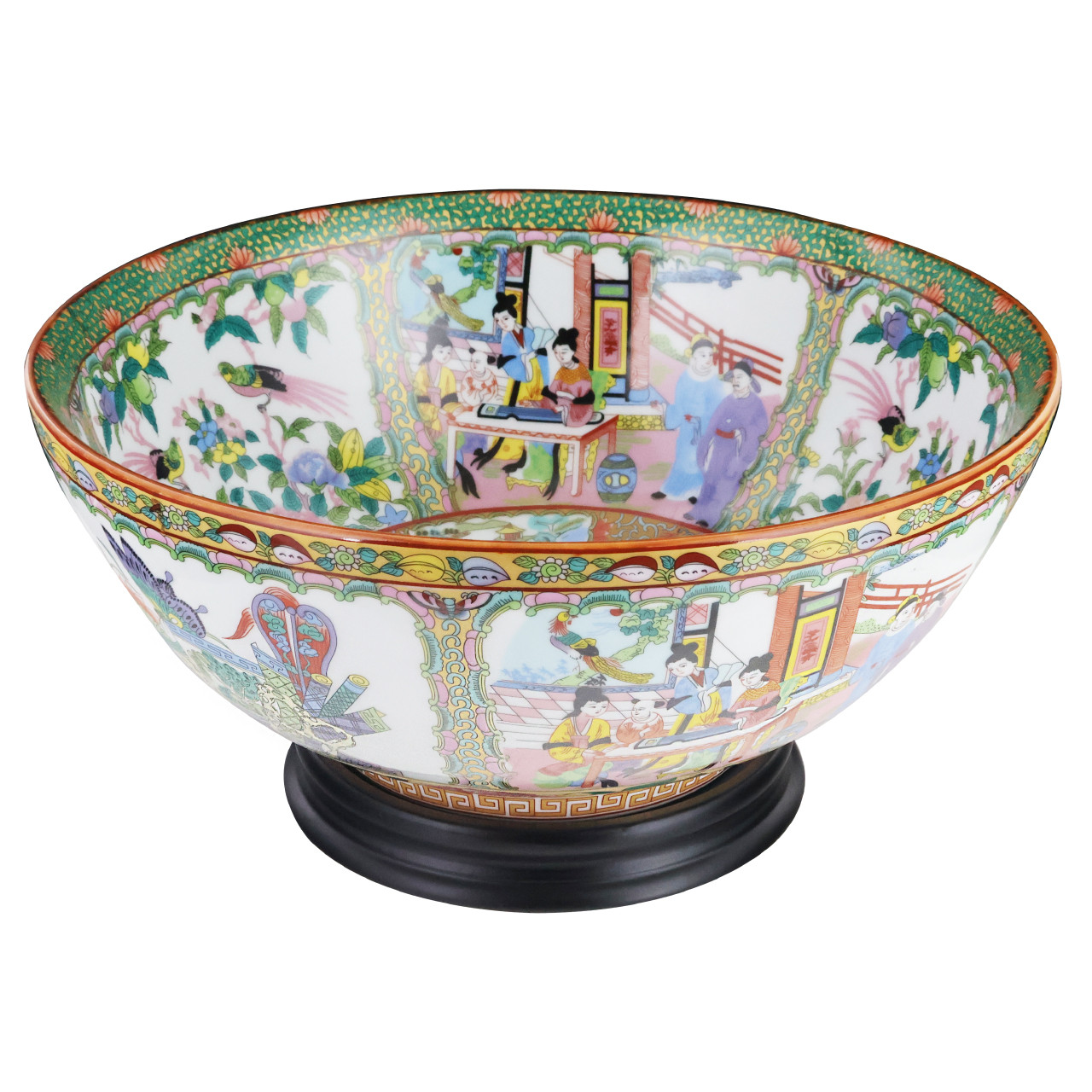 Oriental Furniture Rose Medallion Porcelain Table Bowl