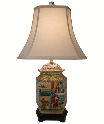 Rose Medallion Porcelain Lamp-LPNGC0812B