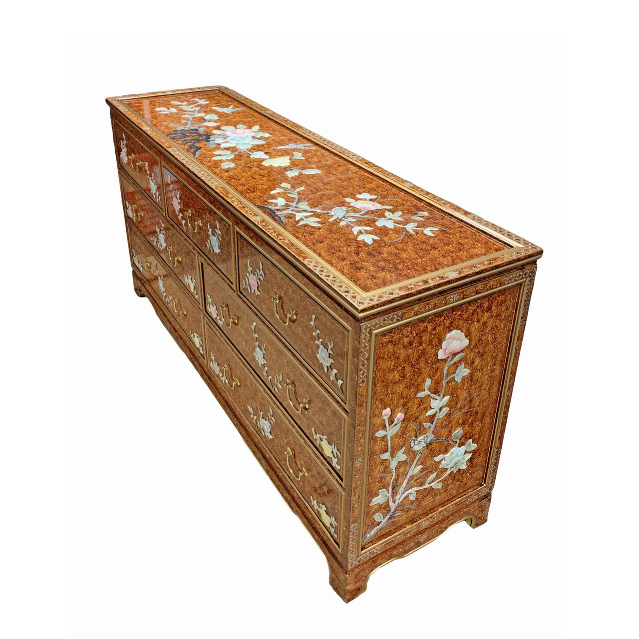 Oriental Furniture Warehouse Oriental Dresser with Inlaid Mother of Pearl  with Floral Design for Bedroom 64''H - Asian Furniture Chinese, Japanese,  Korean, TIbetan