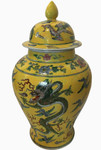 Chinese yellow dragon jar