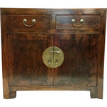 Asian Cupboard Solid Elmwood with Chinese Brass.
