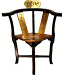 Gold Leaf Oriental Lacquer Corner Chair
