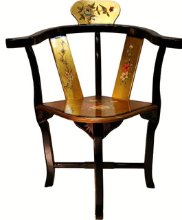 Gold Leaf Oriental Lacquer Corner Chair