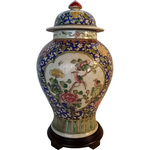 Hand Painted Floral Chinese Porcelain Jar