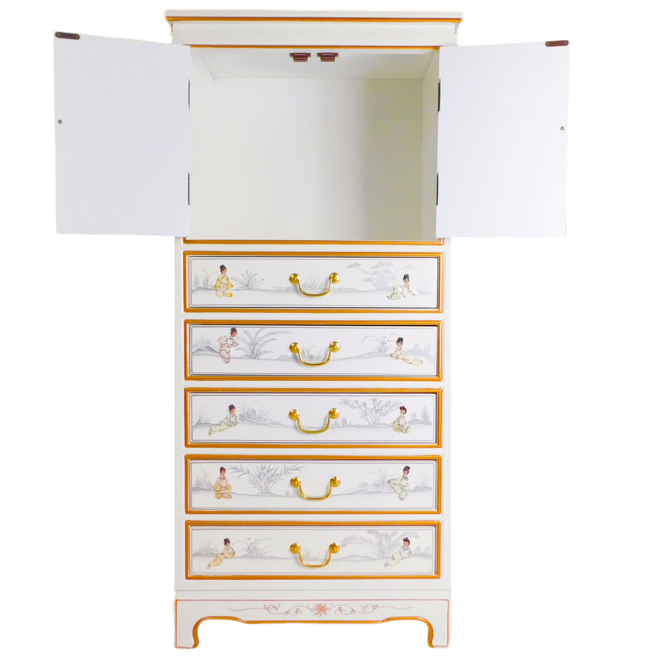 Oriental Furniture Warehouse White Lacquer Oriental Chest of Drawers  Handpainted Asian Floral Furniture - Asian Furniture Chinese, Japanese,  Korean, TIbetan