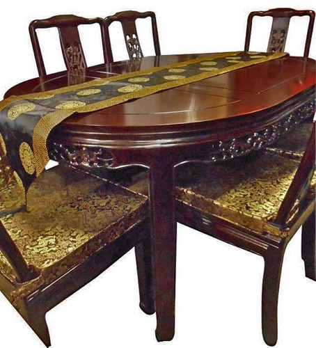 Dinning Table Rosewood Carved Oriental Bird and Flower