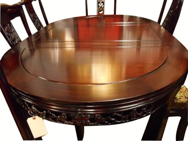 mandara round expandable dining trestle table