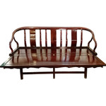 Oriental Couch Rosewood With Silk Cushion Opens  to Daybed
