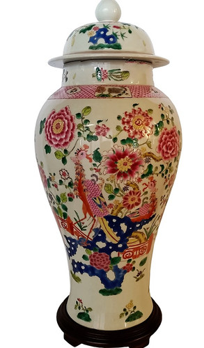 Chinese Porcelain Rose Jar