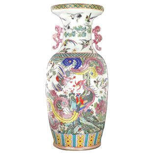 Antique Reproduction of Lion Handle Chinese Porcelain Vase