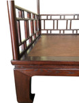 Chinese canopy bed, lattice carved solid elm wood