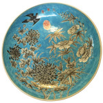 Blue plate, Peony porcelain plate