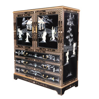 Oriental Furniture Warehouse Black Octagonal Oriental Jewelry Box