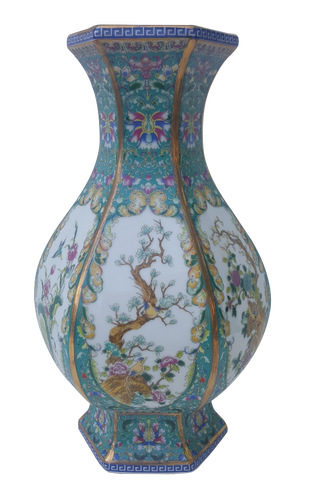 Teal Blue Chinese Porcelain Vase