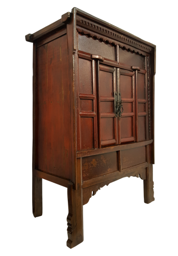 Chinese antique cabinet in cinnabar red