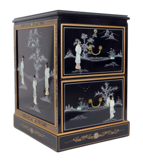 Lacquer File Cabinet Inlaid Mother Of Pearl For Home Office