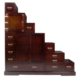 Japanese Step Tansu Cabinet Modular Chest 62" High